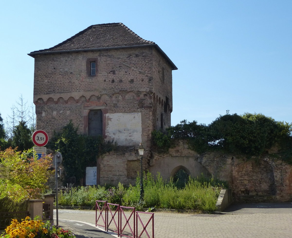 Lauterburg (Lauterbourg), der Metzgerturm, Teil der mittelalterlichen Stadtbefestigung, Sept.2017