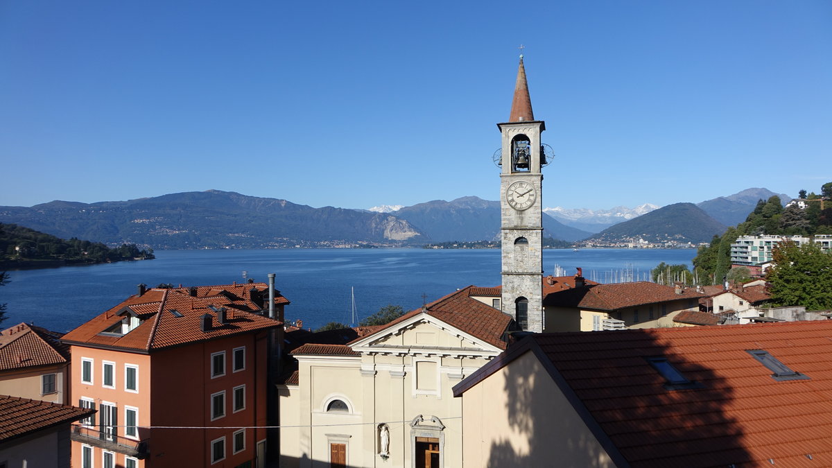Laveno, Ausblick auf die Pfarrkirche Santi Filippo e Giacomo (07.10.2019)