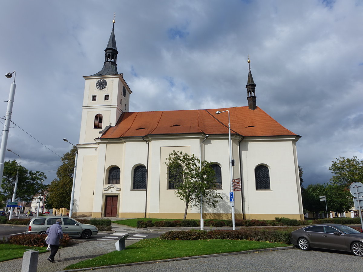 Lazne Bohdanec / Bohdanetsch, Pfarrkirche St. Maria Magdalena, erbaut bis 1715 von Frantiek Jedlička (30.09.2019)