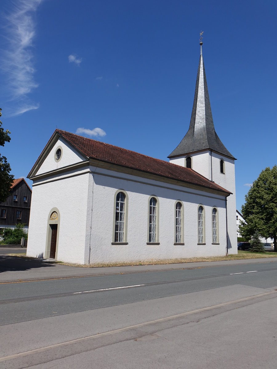 Lebenhan, kath. Kuratiekirche Maria Geburt, Chorturmkirche, erbaut 1748 (08.07.2018)