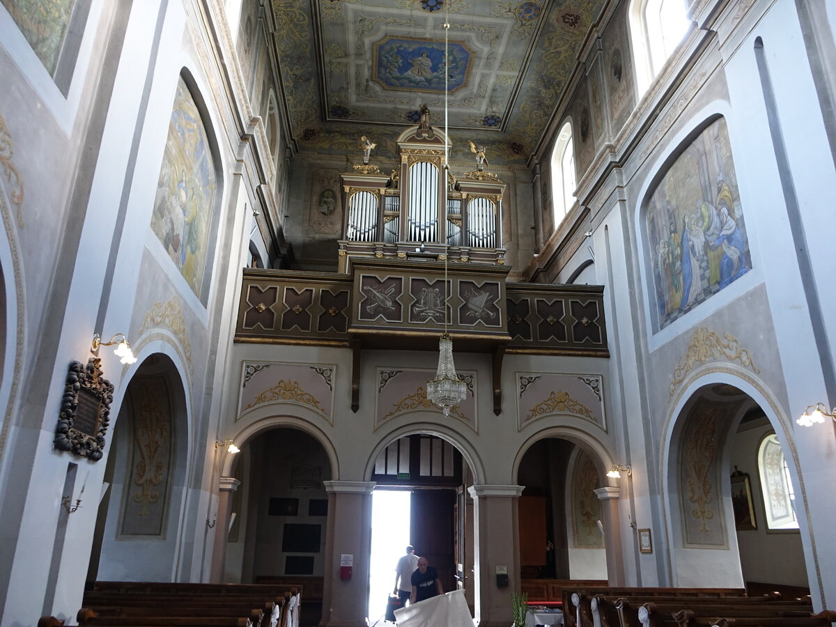 Leczyca / Lentschtz, Orgelempore in der Pfarrkirche St. Andreas (07.08.2021)