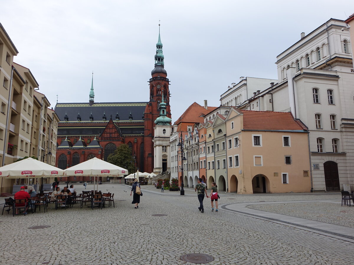 Legnica / Liegnitz, Kathedrale St. Peter und Paul und Heringsbuden am Rynek Platz (15.09.2021)