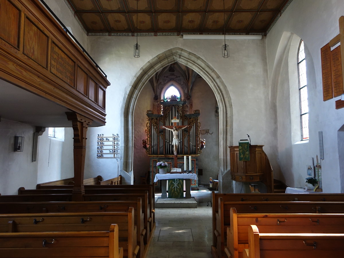 Leidringen, Innenraum der evangelischen Peterskirche, erbaut um 1150 (19.08.2018)
