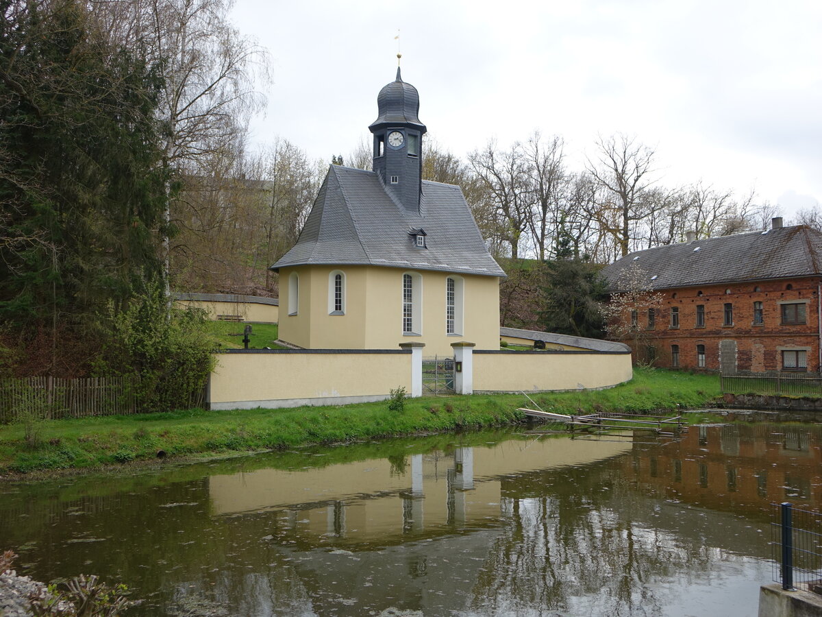 Leitlitz, evangelische Dorfkirche, kleine Saalkirche erbaut 1789 (29.04.2023)