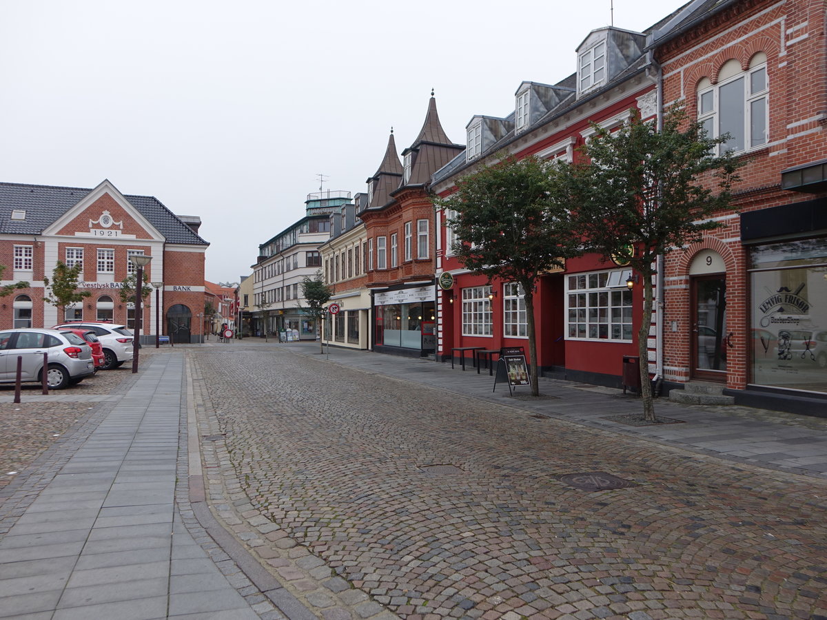 Lemvig, historische Huser am Hauptplatz Torvet (19.09.2020)
