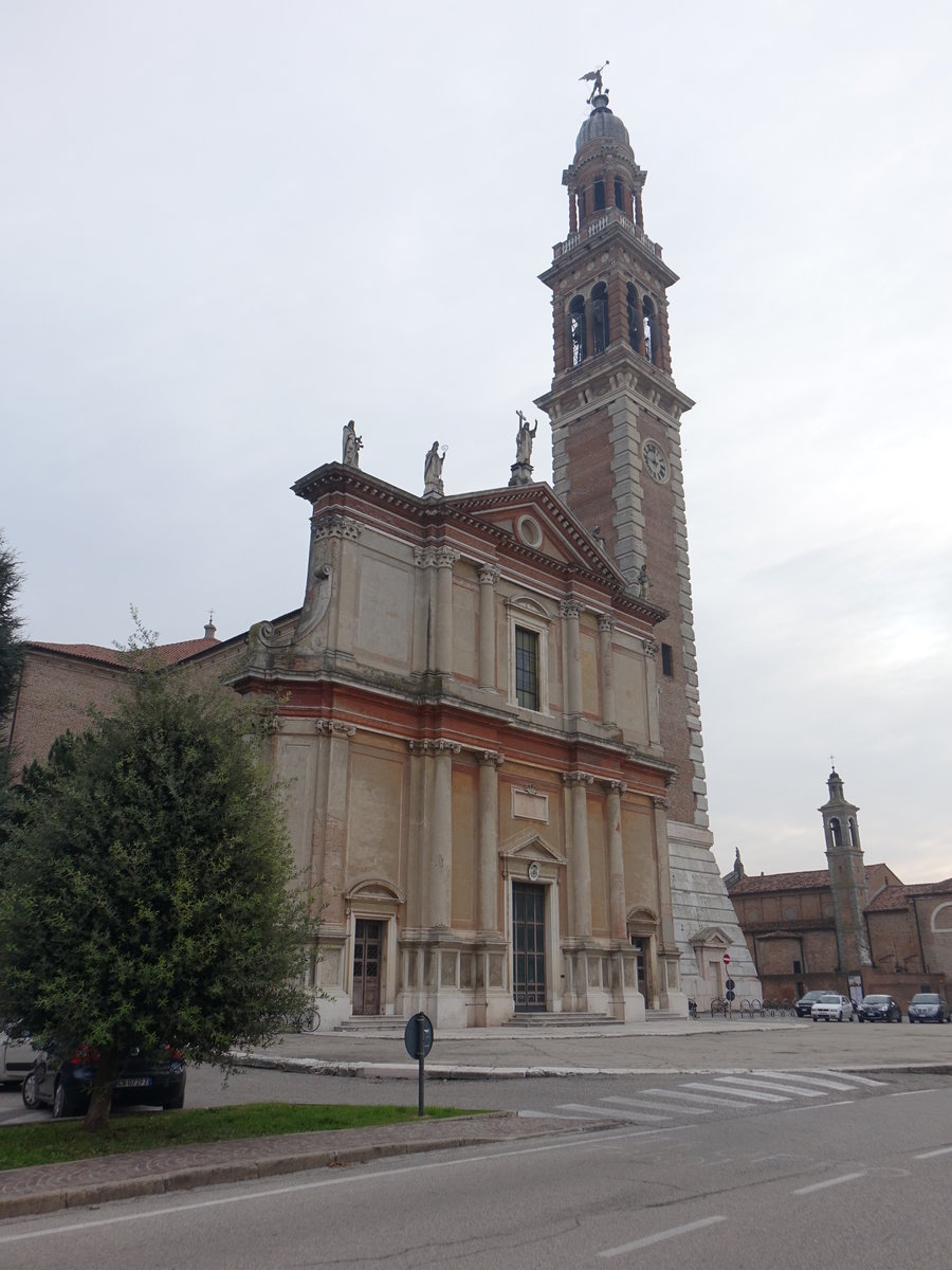 Lendinara, Dom St. Sofia in der Via San Giuseppe, erbaut im 18. Jahrhundert, Kampanile erbaut bis 1857 (28.10.2017)