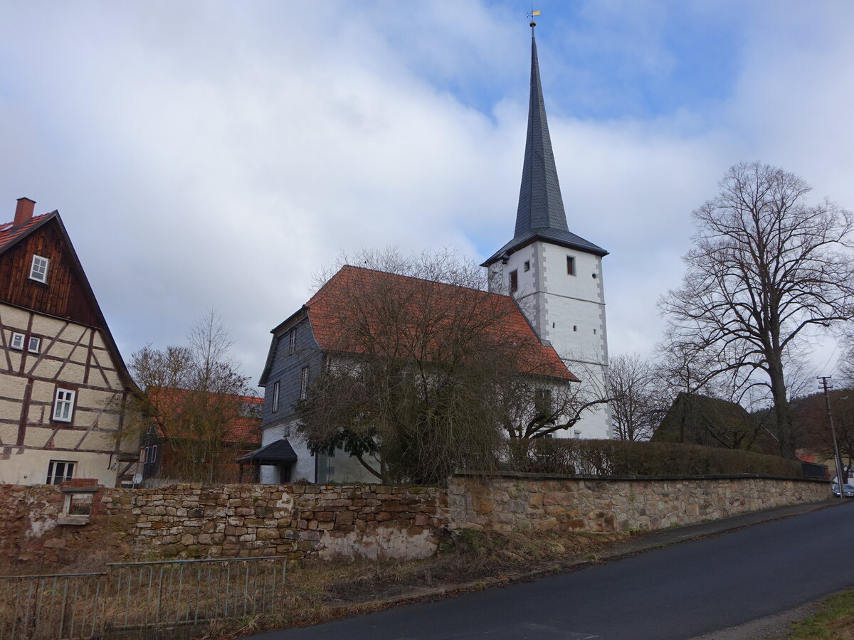 Lengfeld, evangelische Kirche, erbaut im 15. Jahrhundert (26.02.2022)