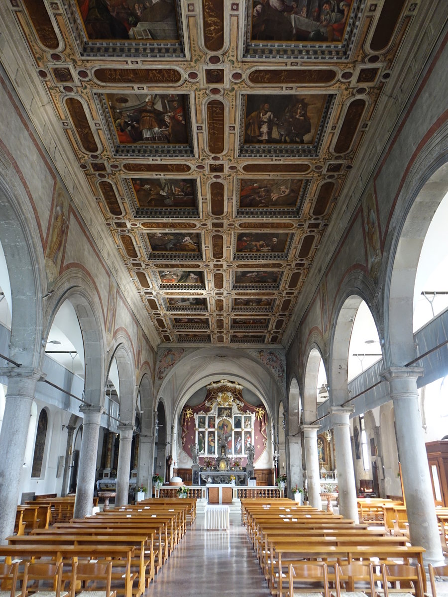 Lentiai, Kassettendecke mit Themen aus dem Marienleben im Innenraum der Pfarrkirche St. Maria Assunta, erschaffen von 1577 bis 1579 durch Cesare Veccellio (17.09.2019)