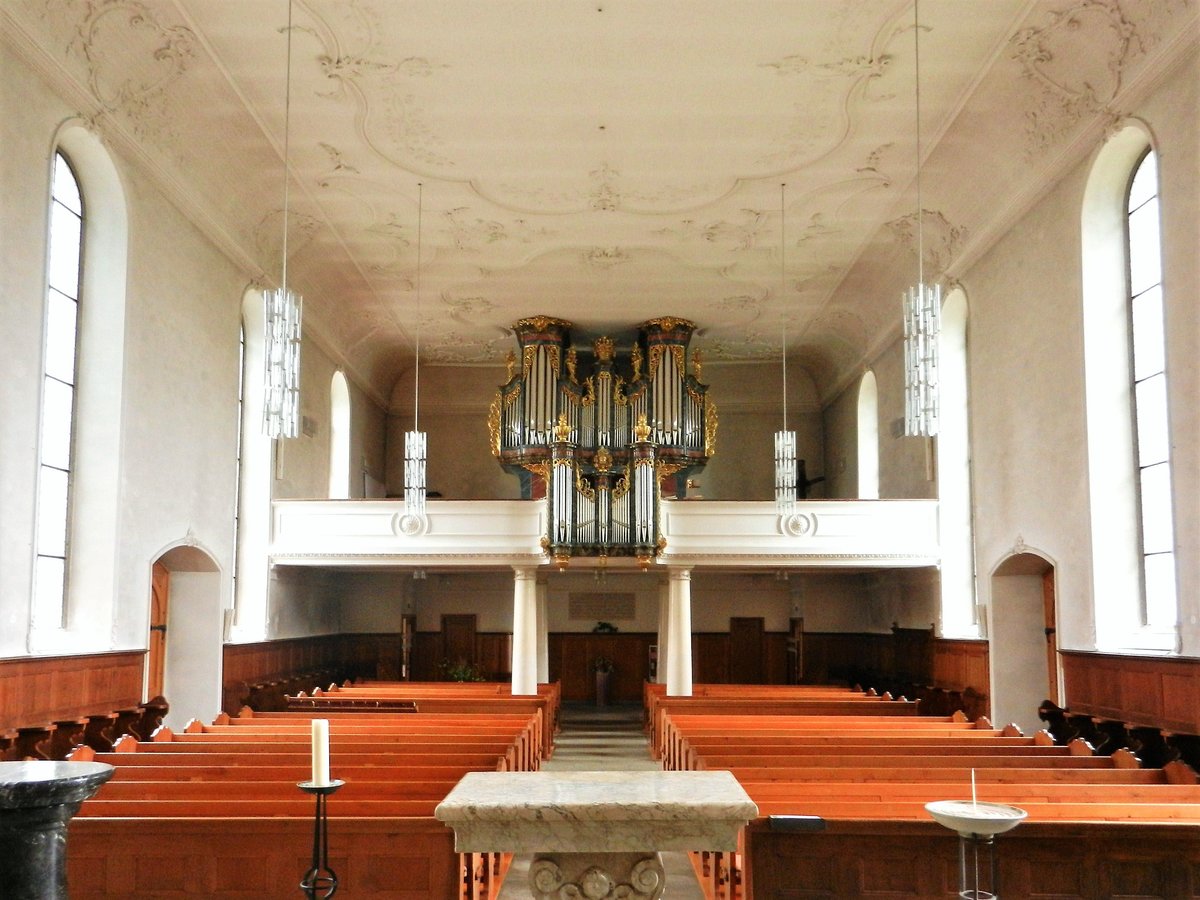 Lenzburg, reformierte Kirche, die 1760-1763 eingebaute Orgelempore - 06.06.2012