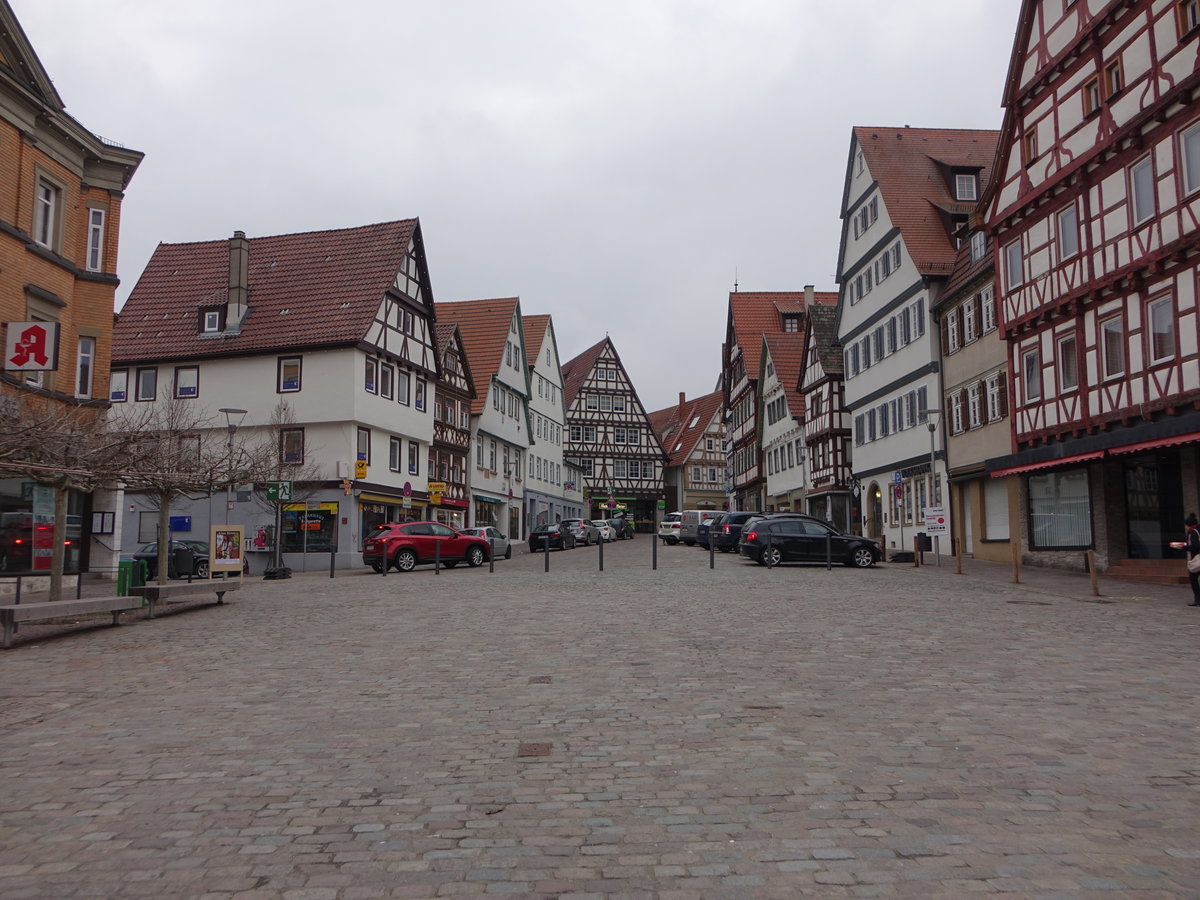 Leonberg, historische Fachwerkhuser am Marktplatz (03.02.2019)