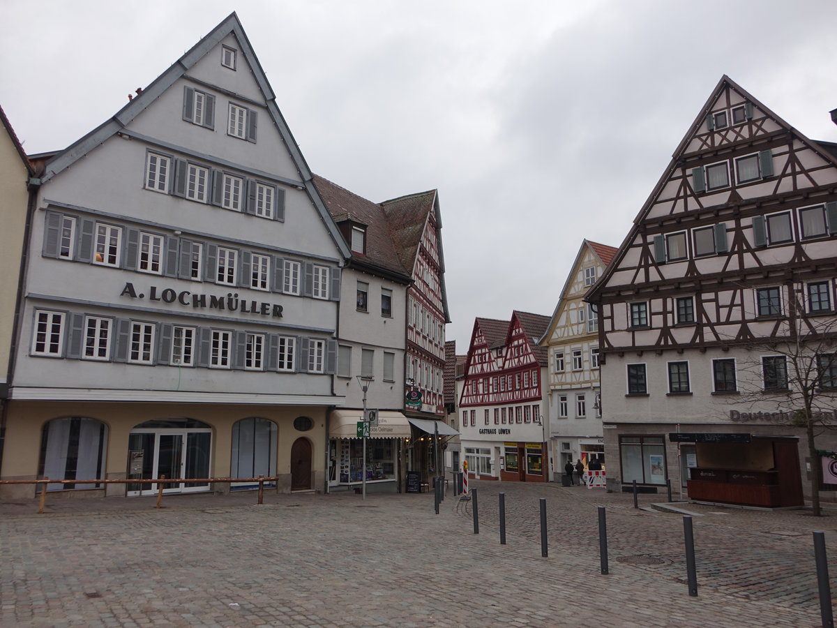 Leonberg, historische Fachwerkhuser am Marktplatz (03.02.2019)