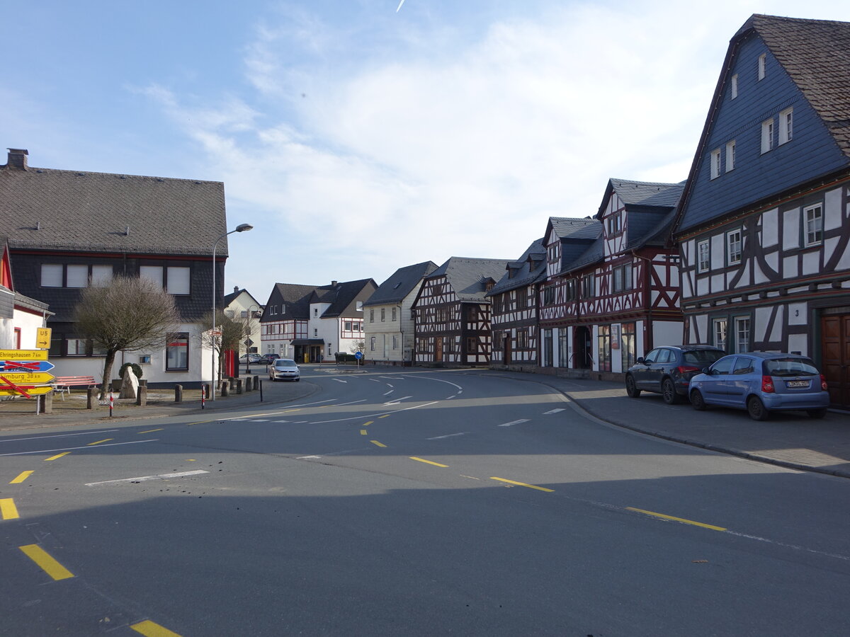 Leun, Fachwerkhuser in der Wetzlarer Strae (12.03.2022)