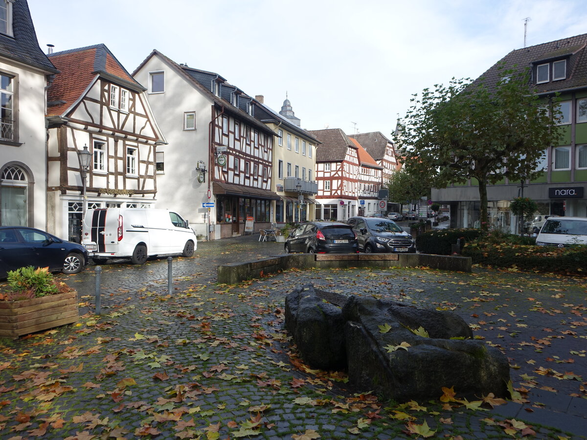 Lich, Fachwerkhuser in der Unterstadt Strae (31.10.2021)