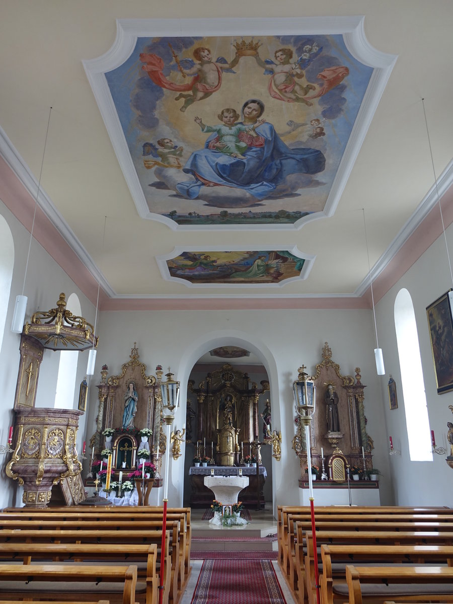 Liebenstadt, neubarocke Altre in der St. Michael Kirche, Gemlde von Georg Lang (26.05.2016) 