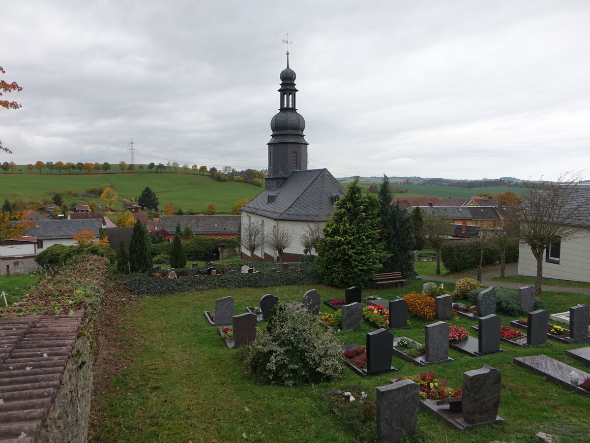 Liebschtz, evangelische Dorfkirche, Saalkirche erbaut 1820 (18.10.2022)