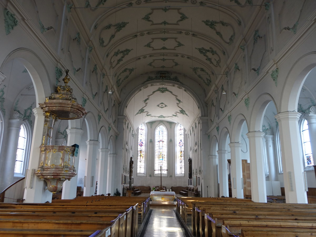 Lindau, Innenraum der evangelischen St. Stephan Kirche (20.02.2021)