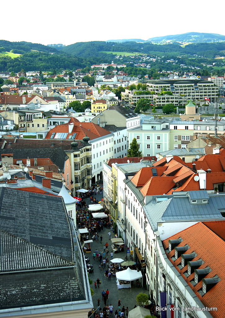 Linz, Ansichten vom Landhausturm ... aufgenommen am 5.7.2014