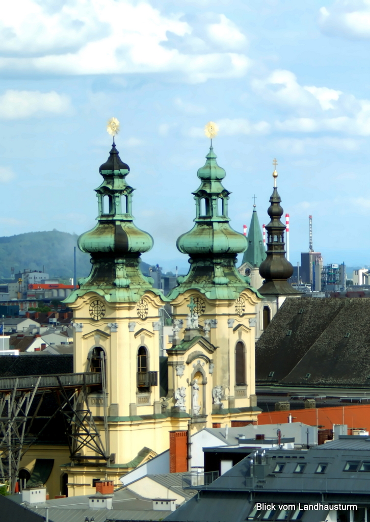 Linz, Ansichten vom Landhausturm ... aufgenommen am 5.7.2014