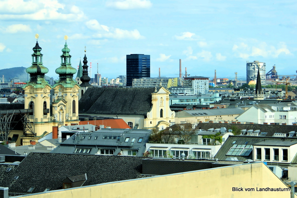 Linz, Ansichten vom Landhausturm ... aufgenommen am 5.7.2014