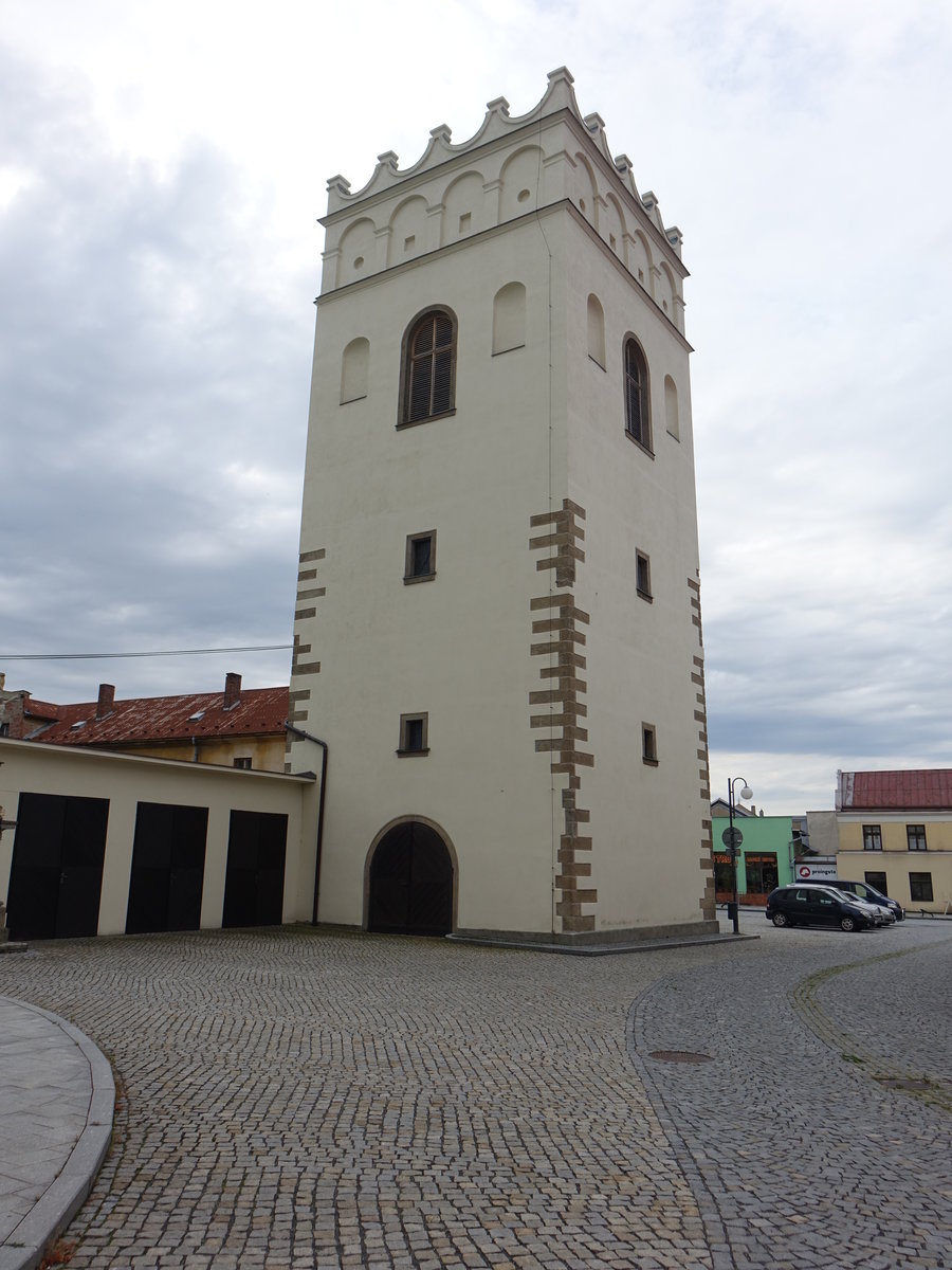 Lipnik nad Becvou / Leipnik, Glockenturm der St. Jakob Kirche, erbaut 1609 (03.08.2020)