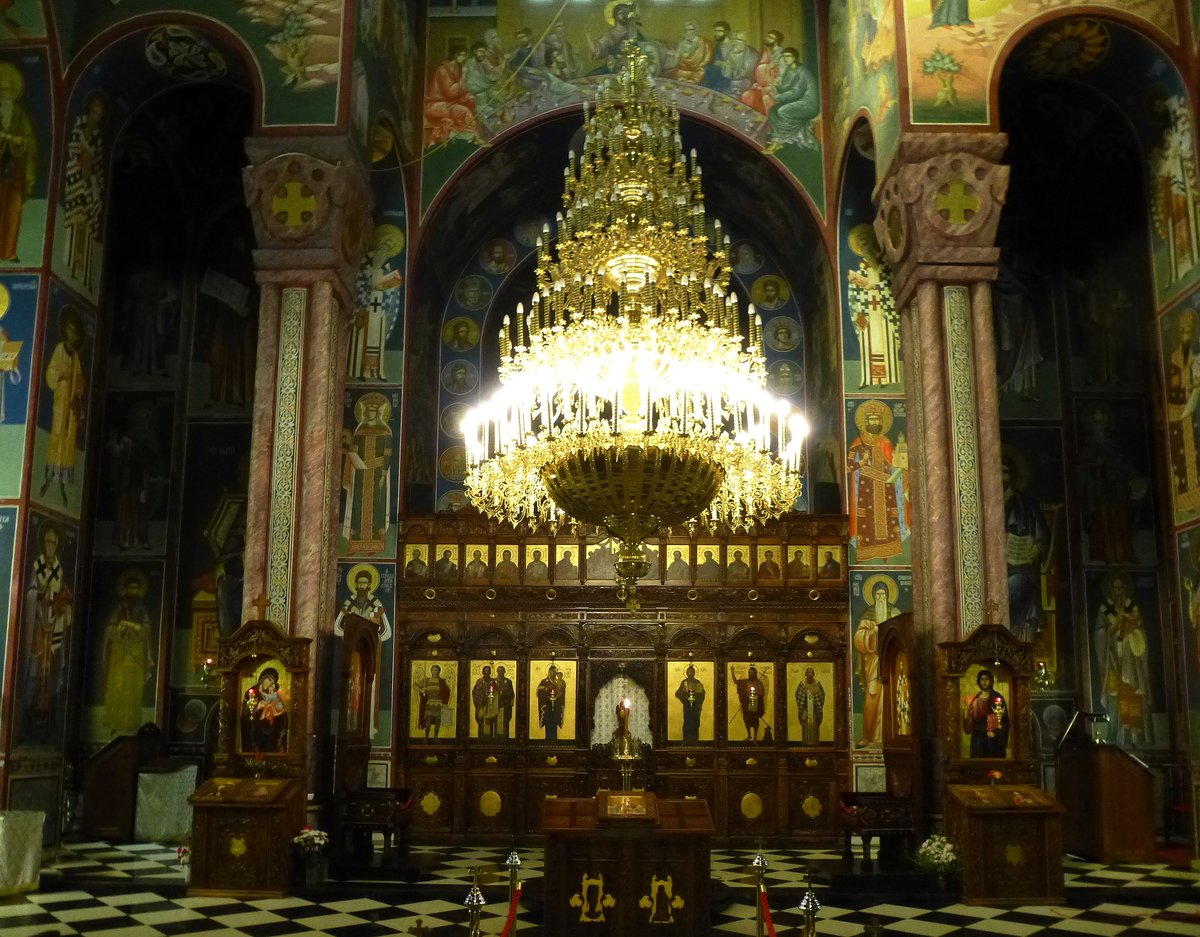 Ljubljana, der Altar in der Serbisch-orthodoxen Kirche, Juni 2016