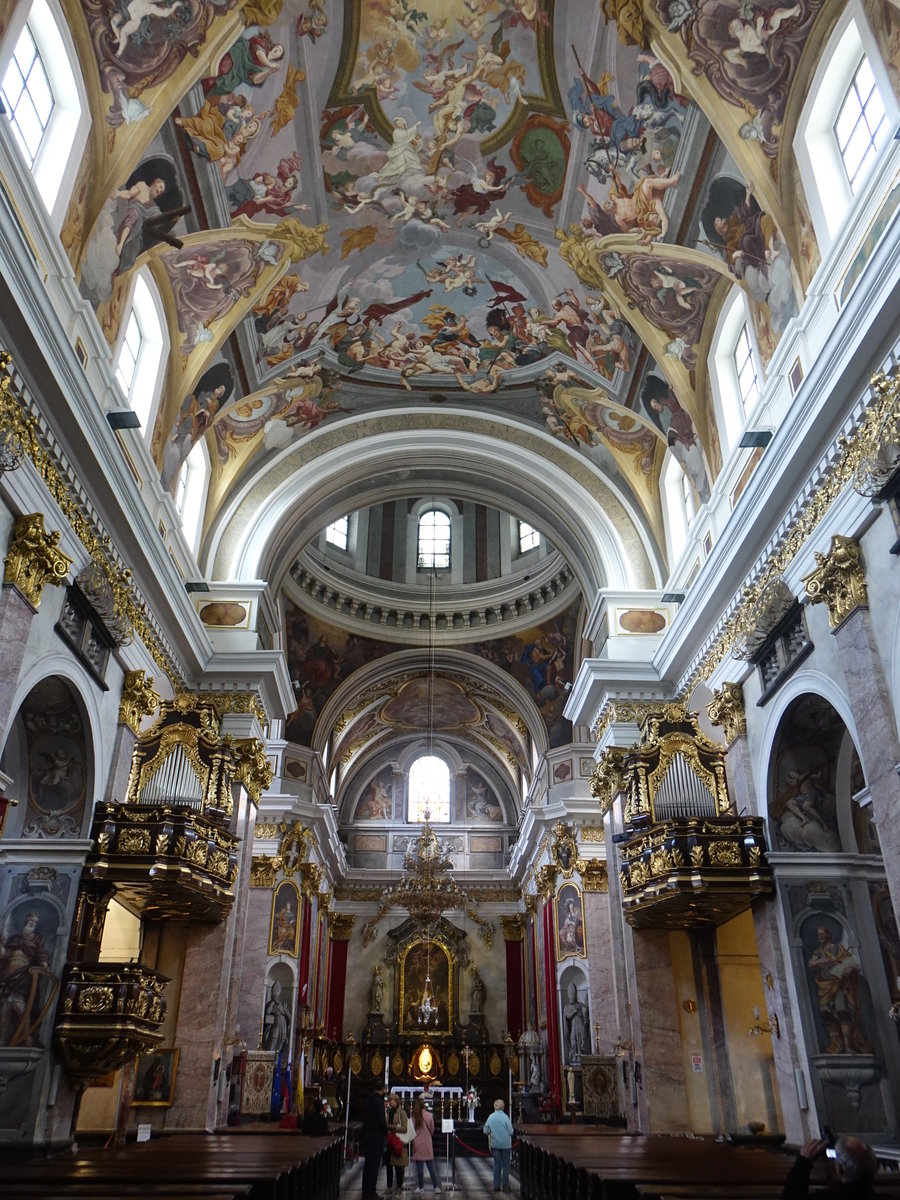 Ljubljana, Dom St. Nikolaus, erbaut von 1701 bis 1706 durch Andrea Pozzo, Deckenfresken von Giulio Quaglio (04.05.2017)