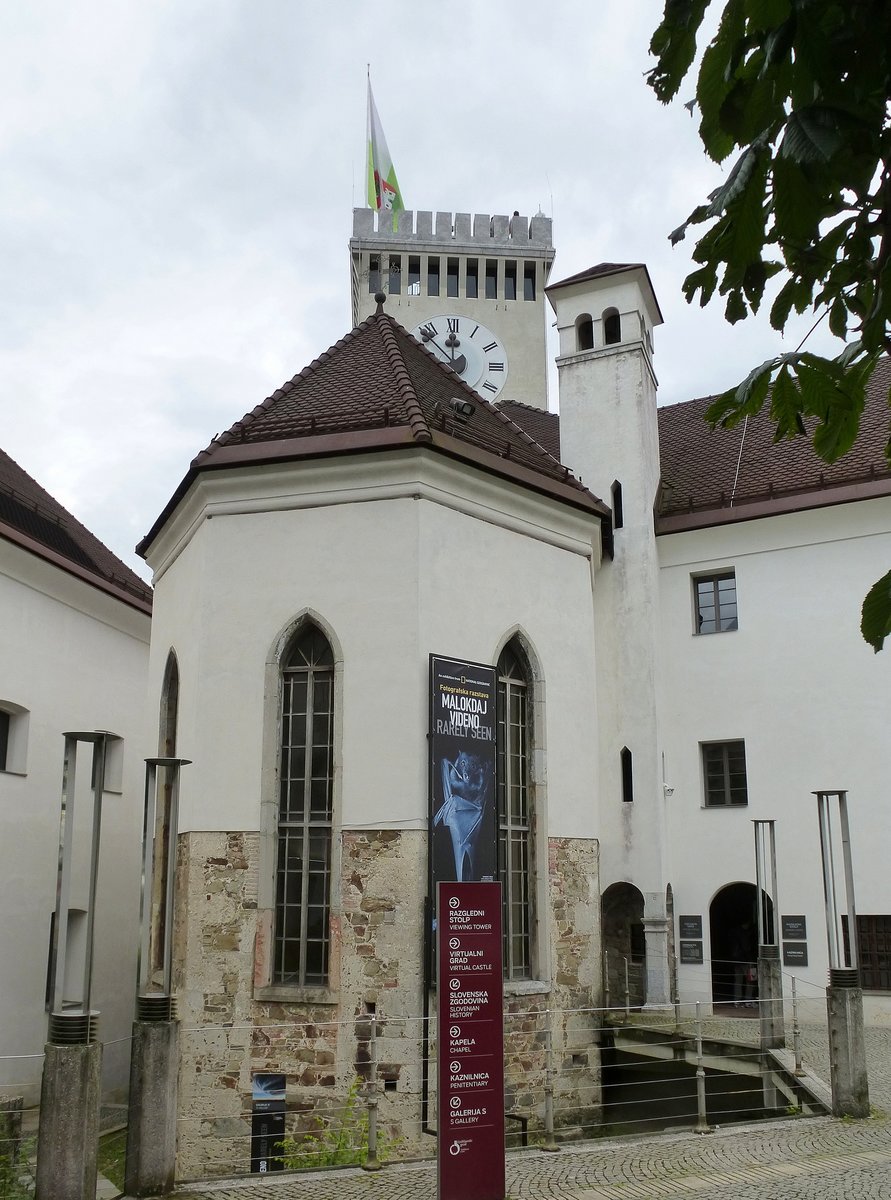 Ljubljana, die gotische Burgkapelle St.Georg wurde 1489 geweiht, Juni 2016