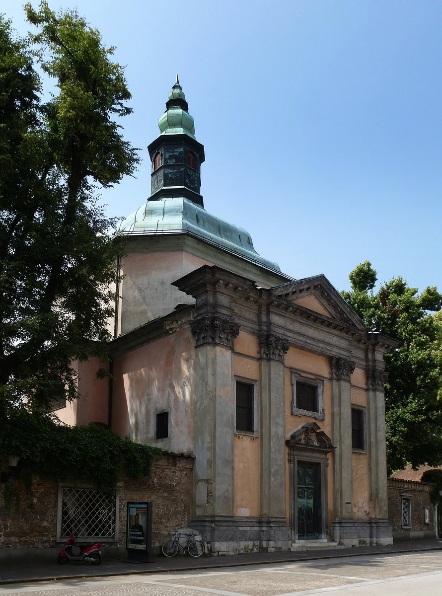 Ljubljana, die Kirche  Unserer Lieben Frau der Barmherzigkeit , erbaut 1714-15 von Domenico Rossi, Juni 2016