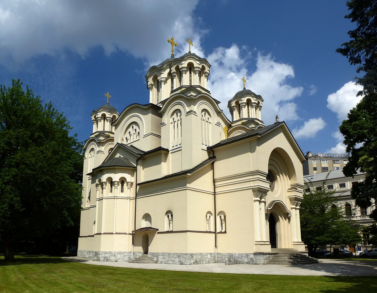Ljubljana, die Serbisch-orthodoxe Kirche St.Kyrill und Method, erbaut 1936, Juni 2016