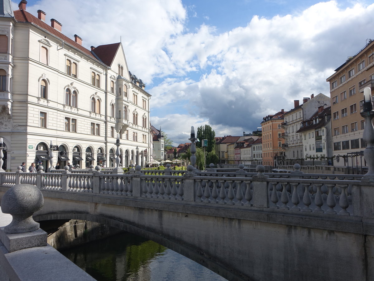 Ljubljana, Tromostovje Brcke am Presernov Platz (04.05.2017)