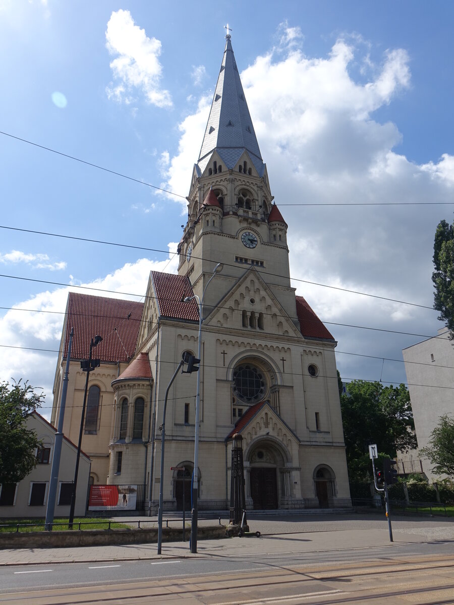 Lodz, evangelische St. Matthus Kirche, erbaut von 1909 bis 1928 (13.06.2021)