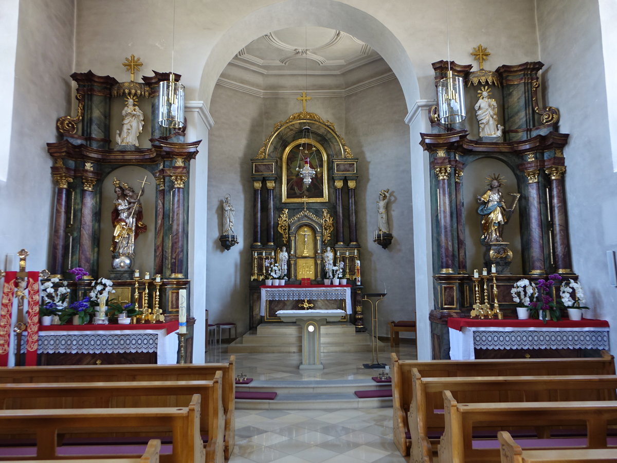 Lhrieth, sptbarocke Altre in der Pfarrkirche St. Jakobus (07.07.2018)