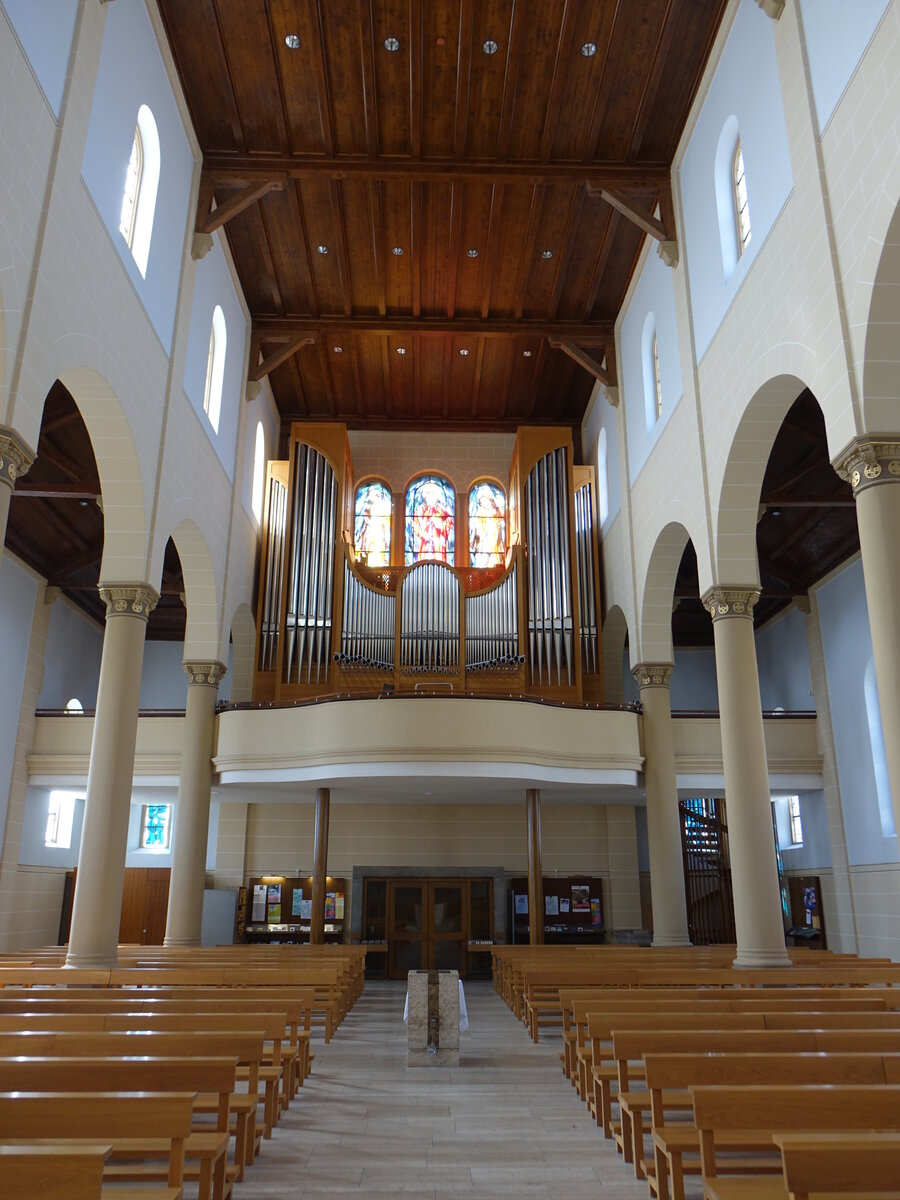 Lrrach, Orgelempore in der St. Bonifatius Kirche, Walcker Orgel von 1882 (30.03.2019)