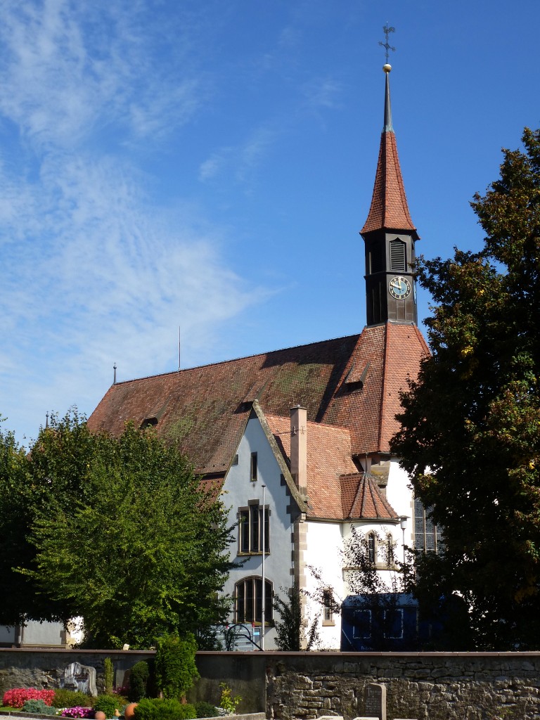 Lrrach, im Stadtteil Brombach steht die katholische Kirche St.Josef, erbaut 1899-1900, Sept.2014,