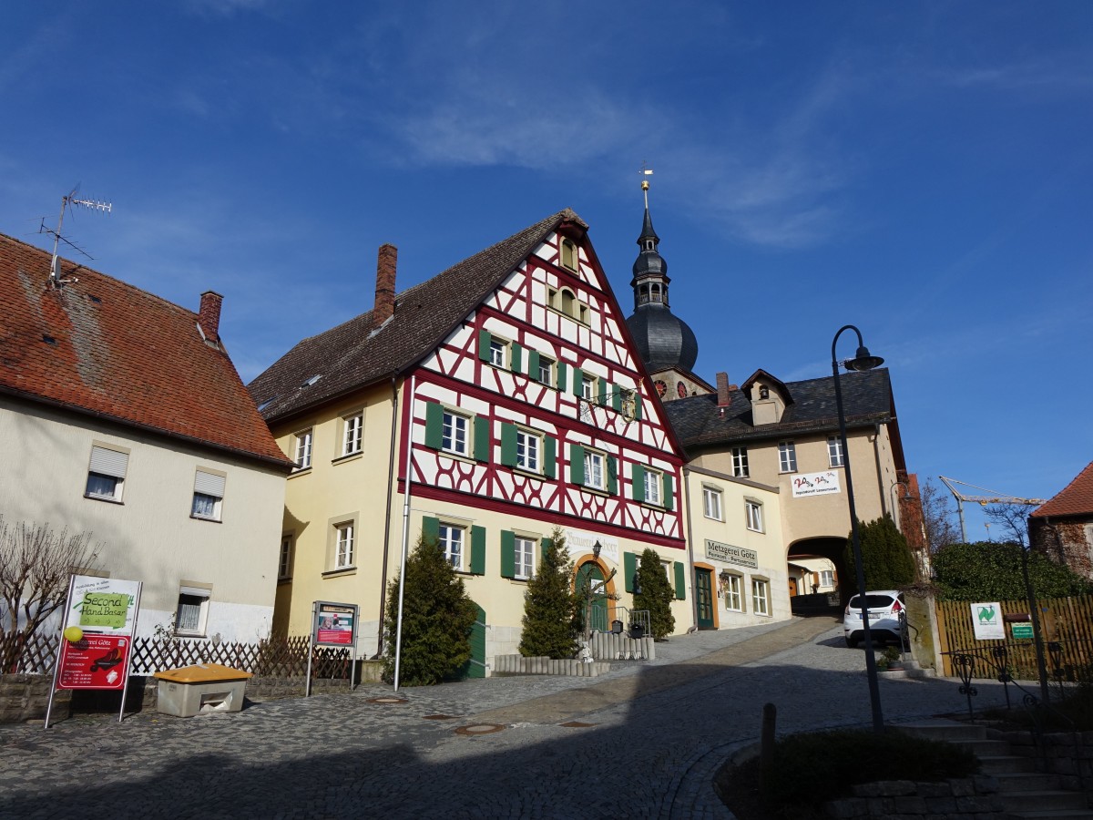Lonnerstadt, Brauerei Schorr und St. Oswald Kirche (09.03.2015)