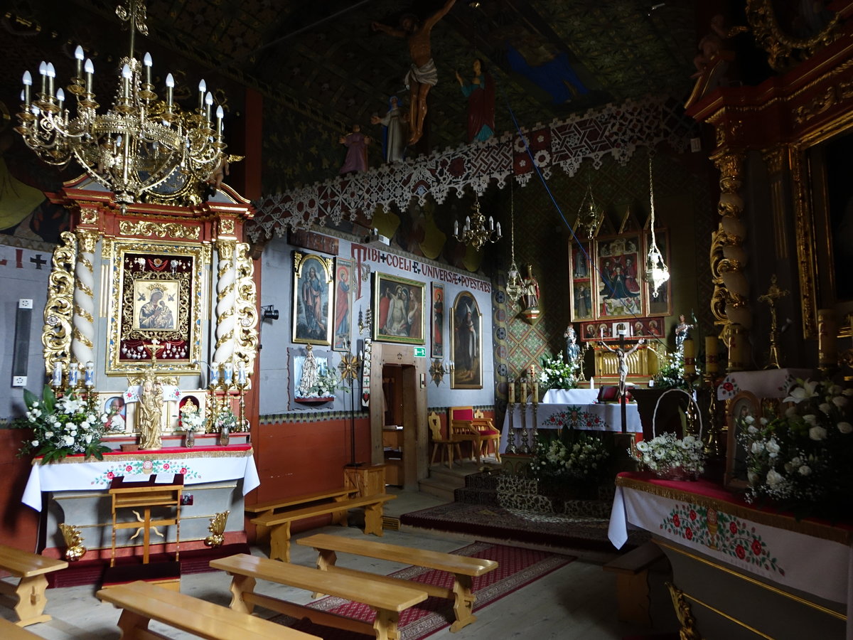 Lopuszna, Innenraum der Holzkirche Maria Geburt (02.09.2020)