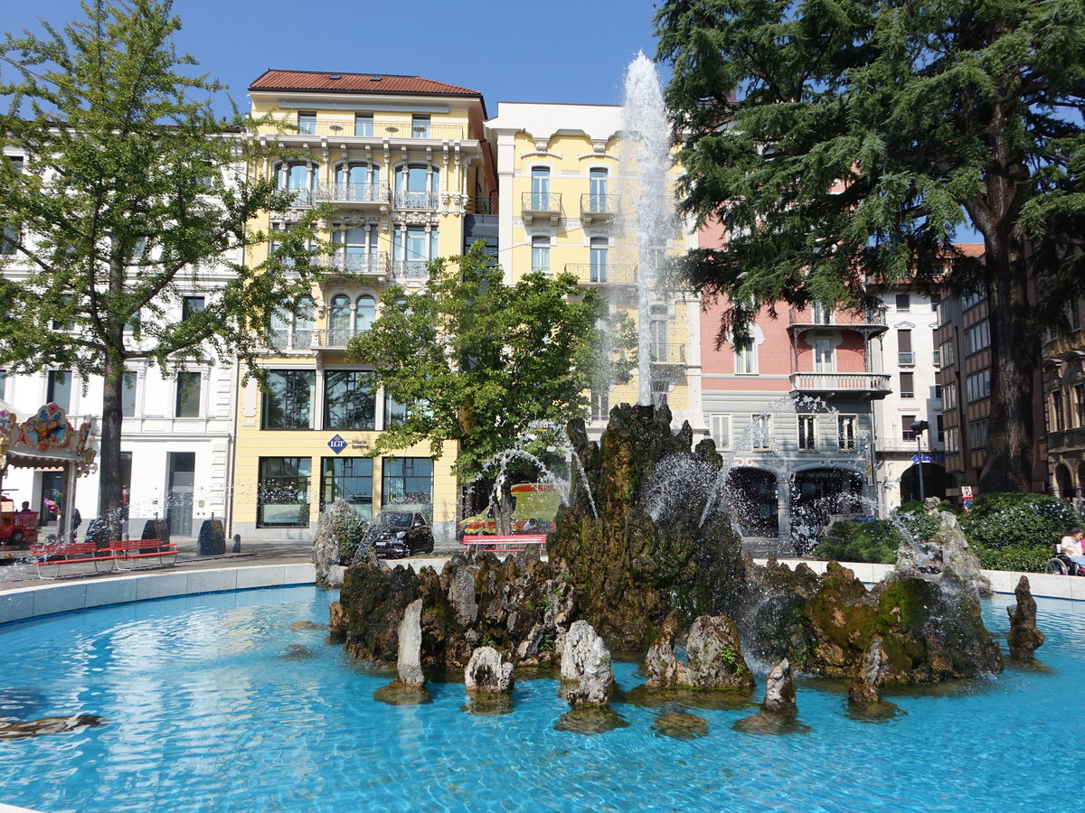 Lugano, Brunnen an der Piazza Allesandro Manzoni (23.09.2018)