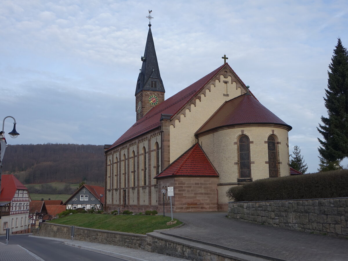 Lutter, Pfarrkirche St. Mauritius, erbaut von 1898 bis 1902 (18.03.2024)