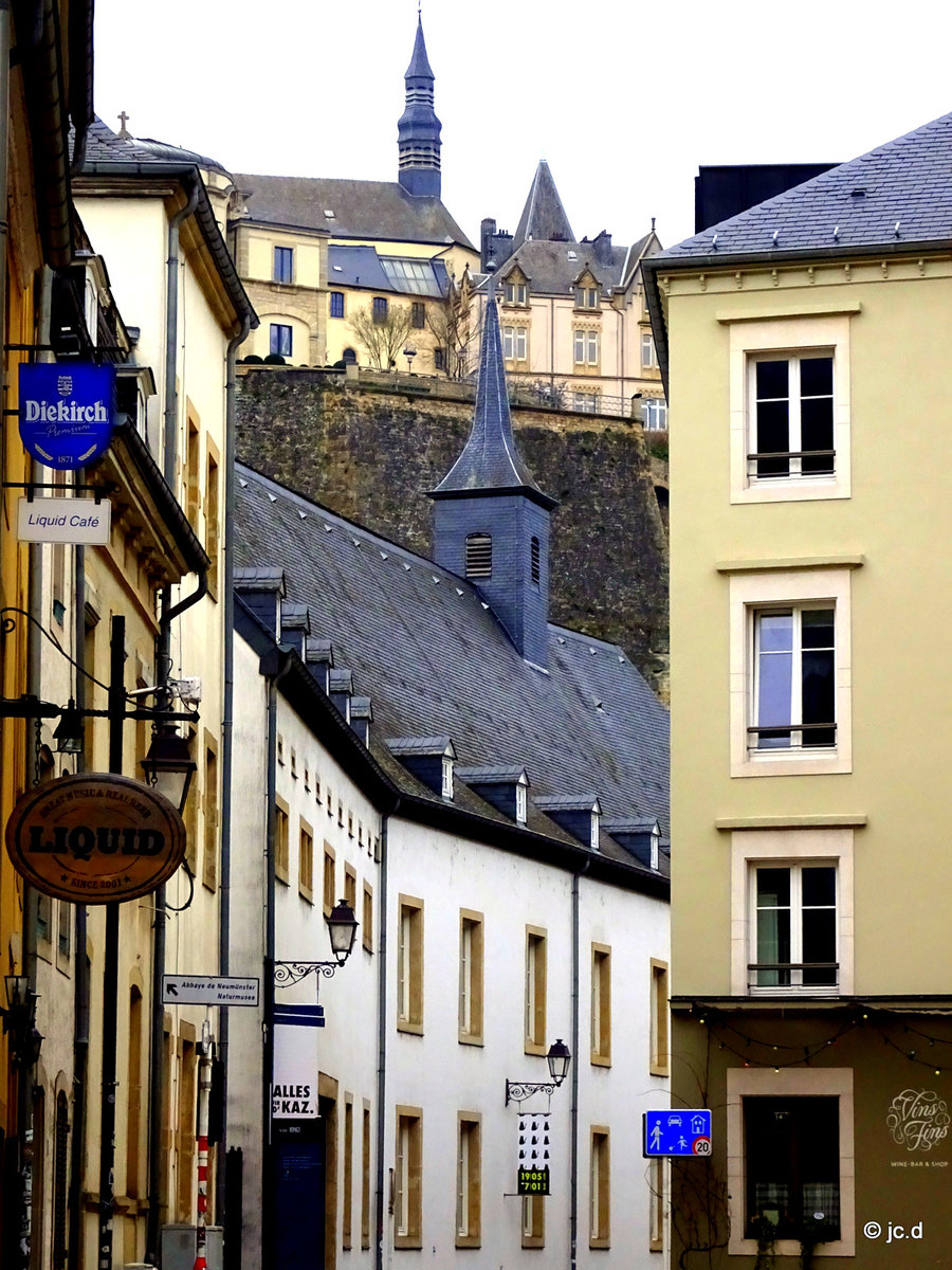 Luxemburg, Oberstadt und Unterstadt Grund beim naturwissenschaftlichen Museum, 08.12.2017