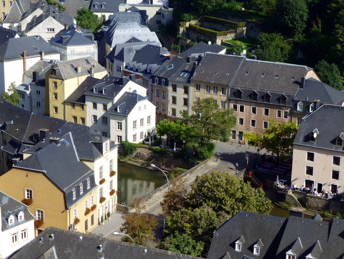 Luxemburg, das Stadtviertel Grund mit der Alzette. 22.09.2013