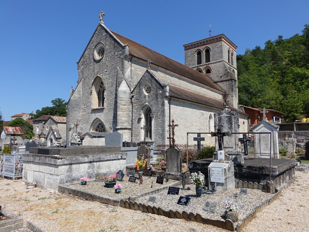 Luzech, gotische Saint-Pierre Kirche, erbaut im 14. Jahrhundert (29.07.2018)