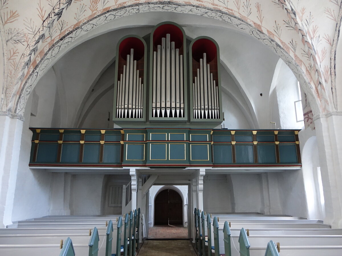 Magleby, Orgelempore in der evangelischen Kirche (19.07.2021)