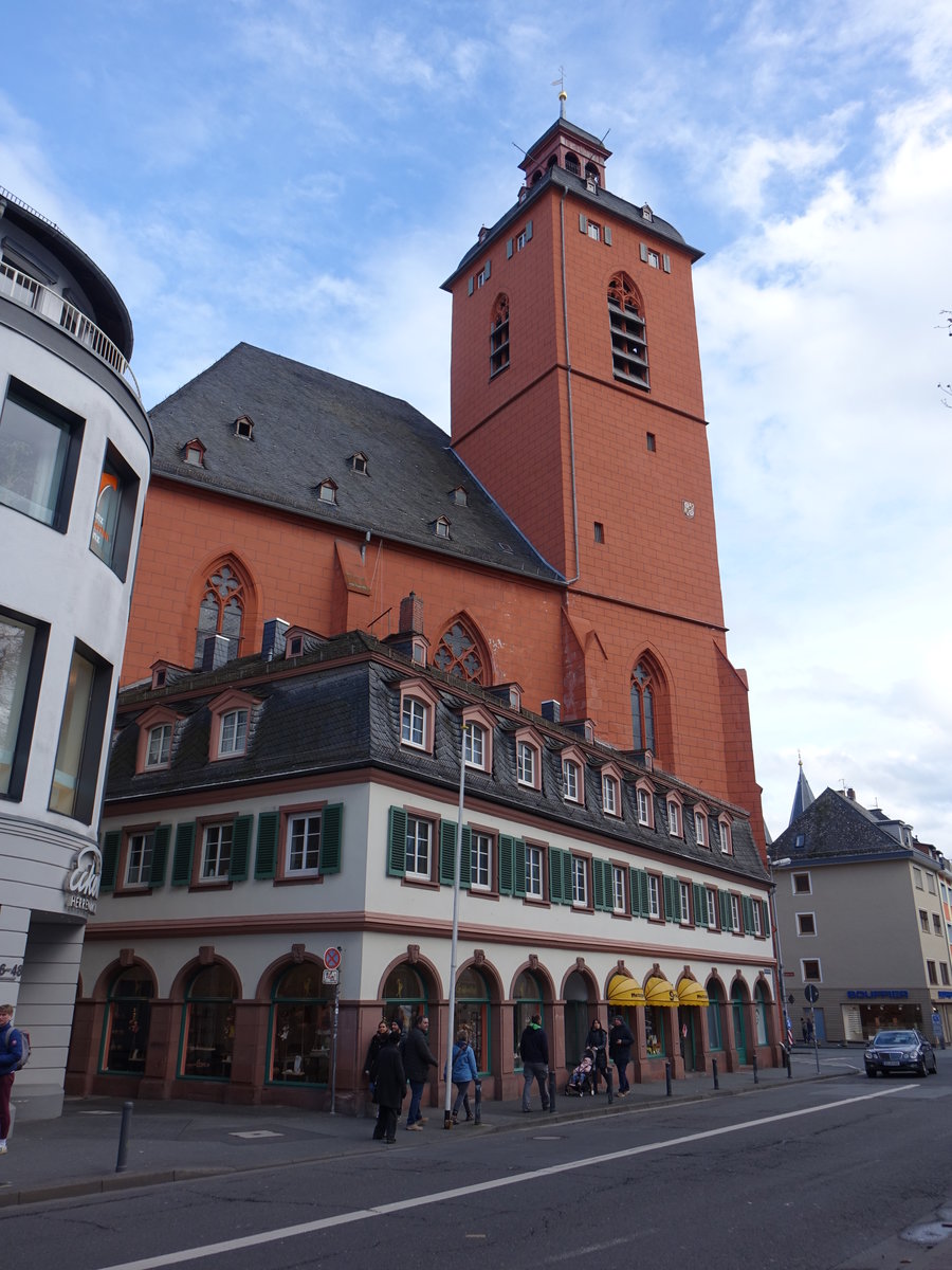 Mainz, gotische Pfarrkirche St. Quintin, erbaut von 1288 bis 1330 (01.03.2020)