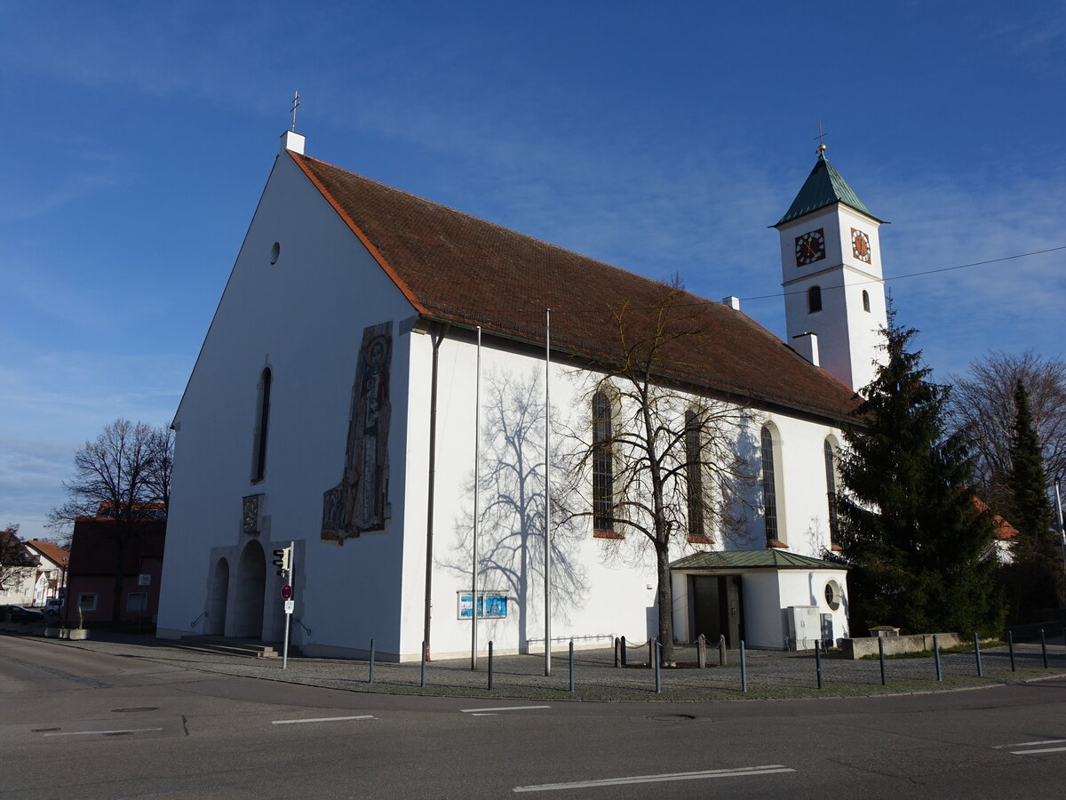 Manching, Pfarrkirche St. Peter, Chor sptgotisch, Langhaus erbaut von 1956 bis 1957 (25.12.2015)