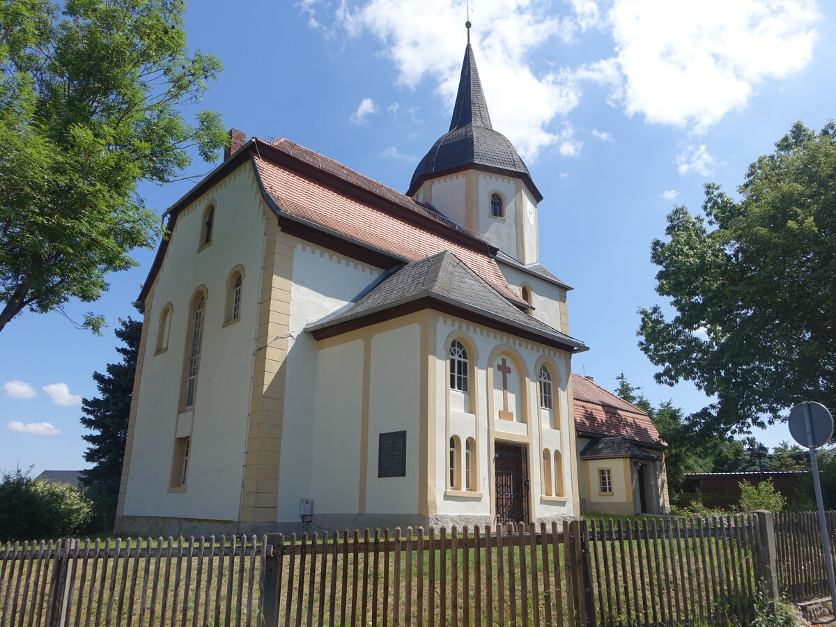Mannichswalde, evangelische Kirche, Chorturmkirche von 1620 (25.06.2023)