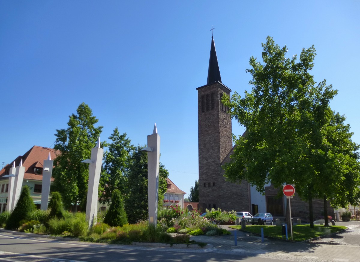 Marckolsheim, die Kirche St.Georg, Aug.2013