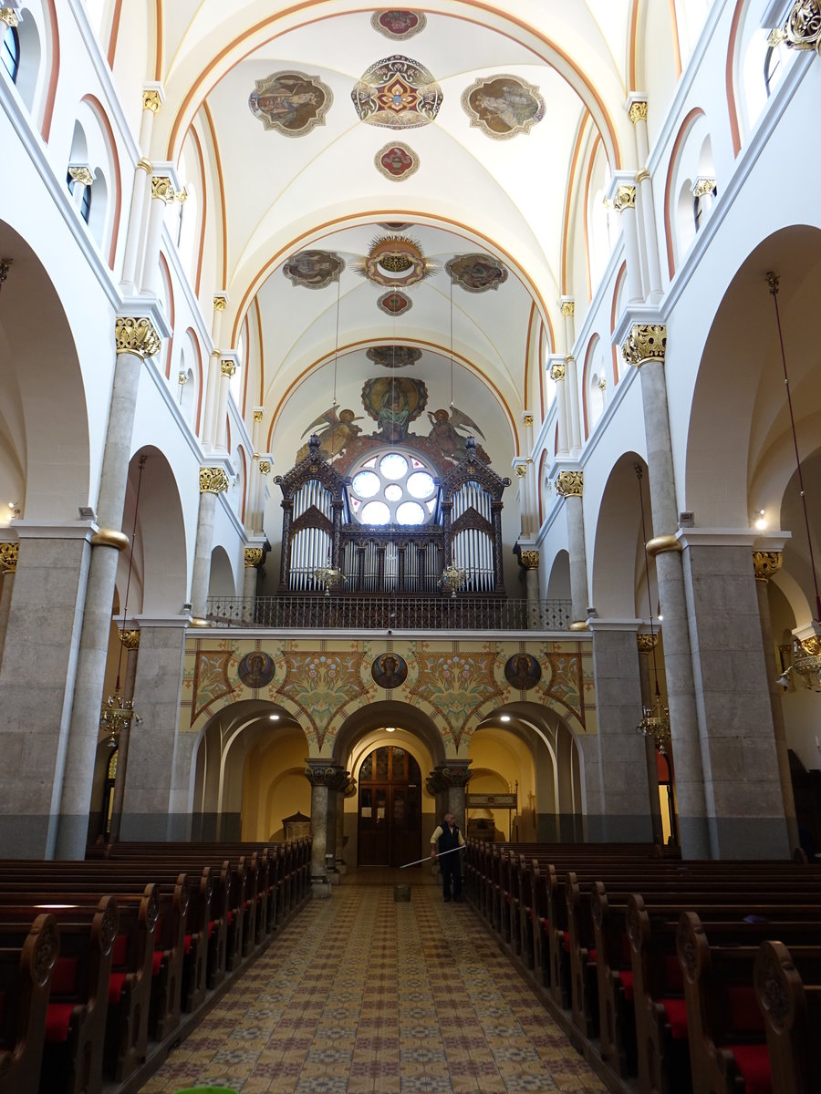 Maribor, Orgelempore in der Franziskanerkirche, erbaut von Orgelbaumeister Josef Brandl (04.05.2017)