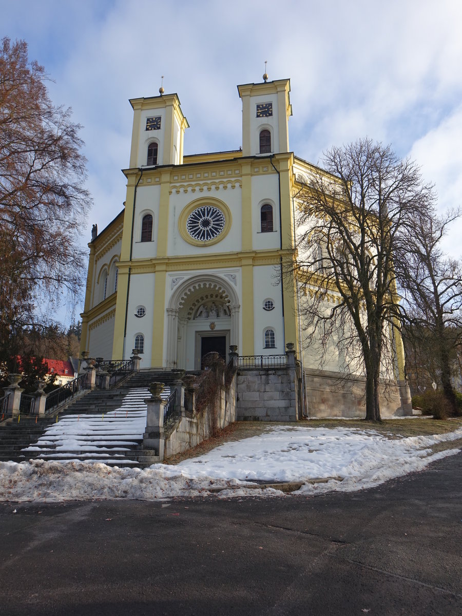 Marienbad, Kirche Maria Himmelfahrt, erbaut 1848 durch Johann Gottfried Gutensohn (19.02.2017)