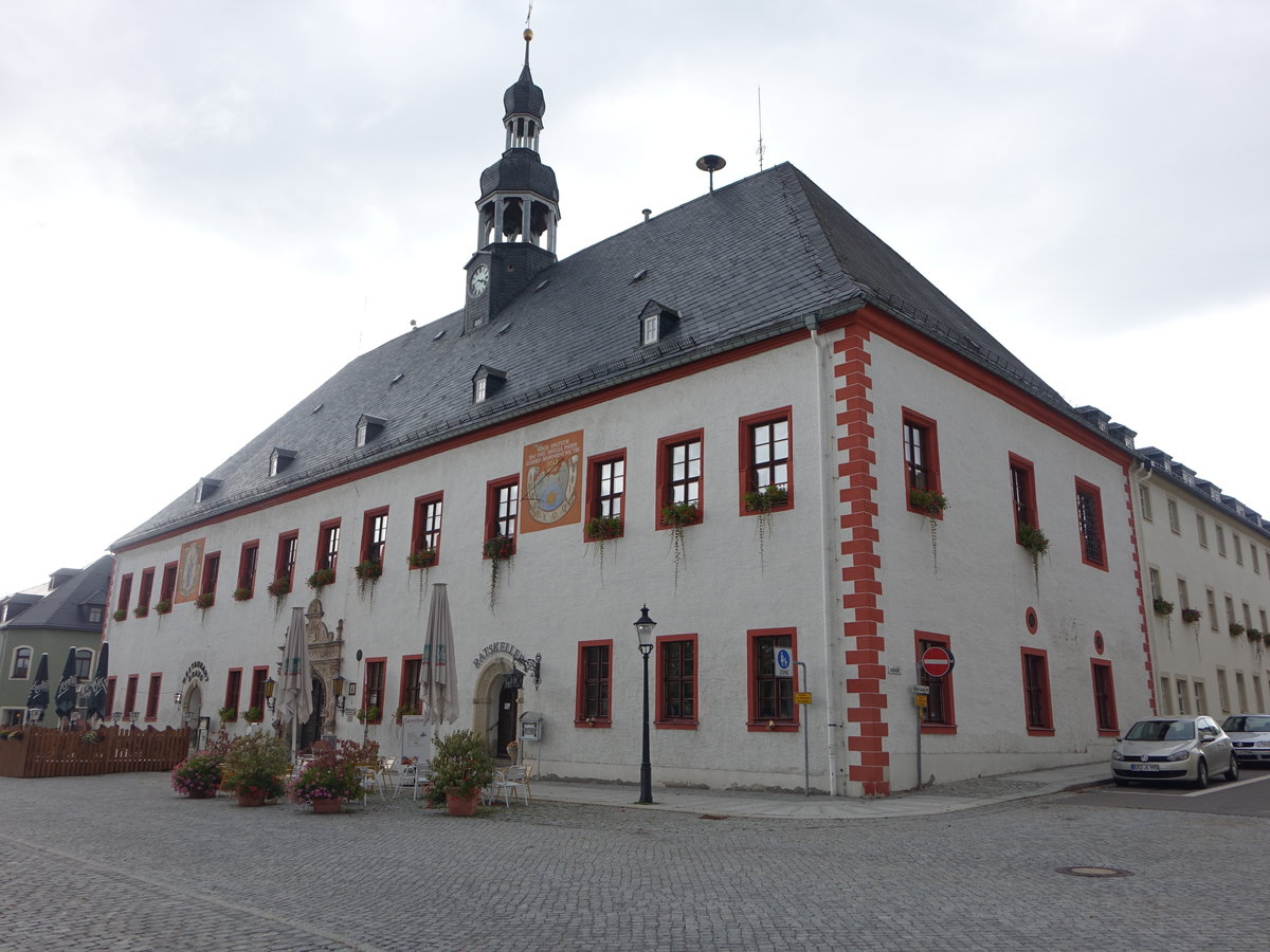Marienberg, historisches Rathaus am Markt, erbaut von 1537 bis 1541 (26.09.2019)
