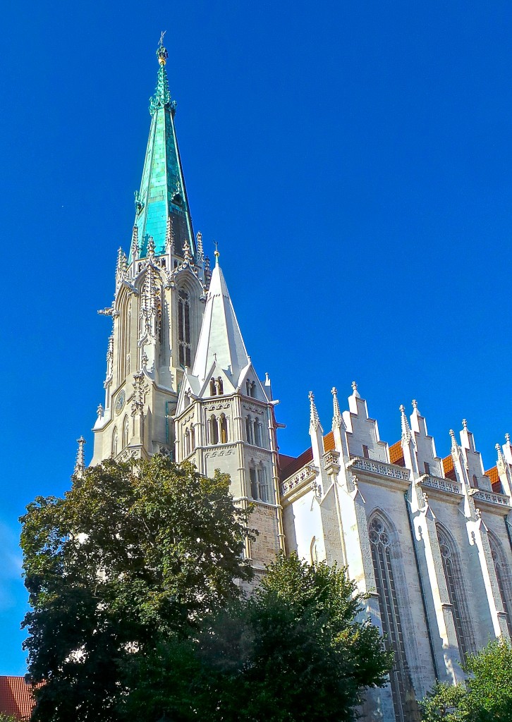 Marienkirche mit Kaiserbalkon und hchsten Turm in Thringen, in Mhlhausen/Thr
31.08.2015